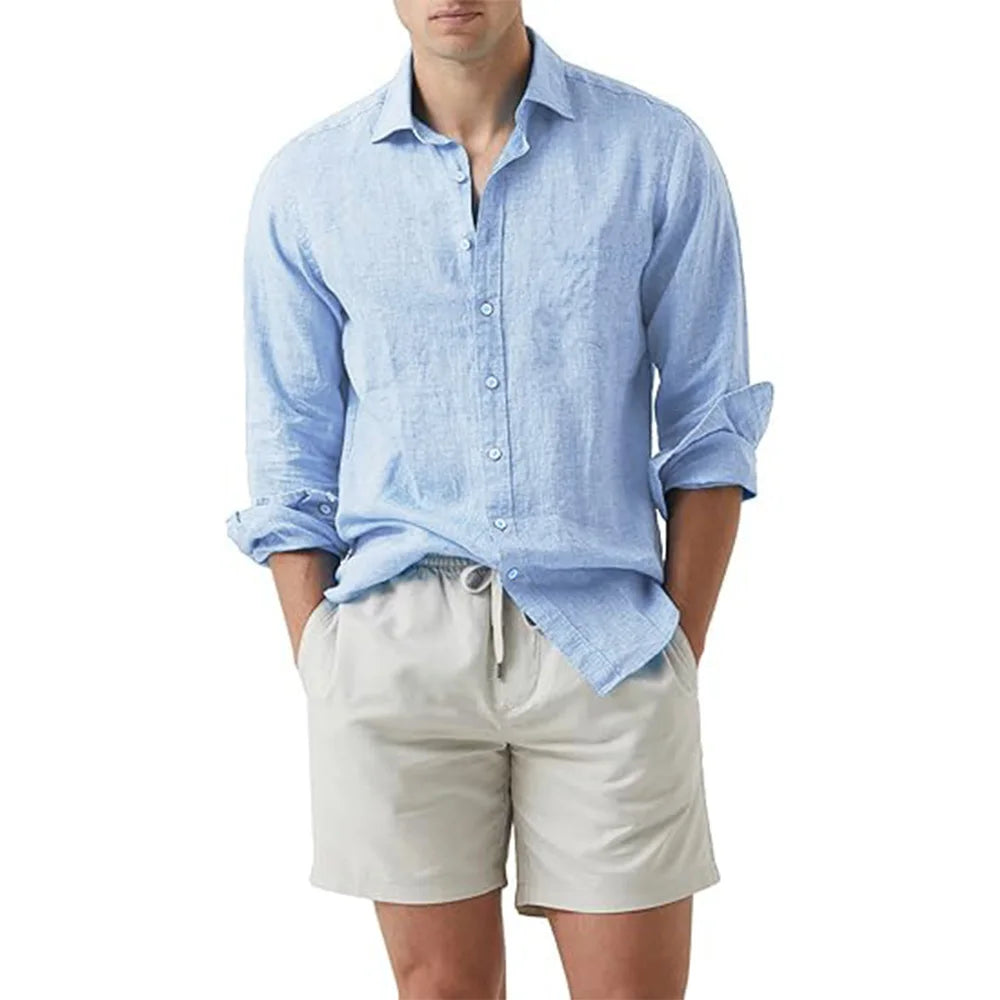 Camisa de lino Azul